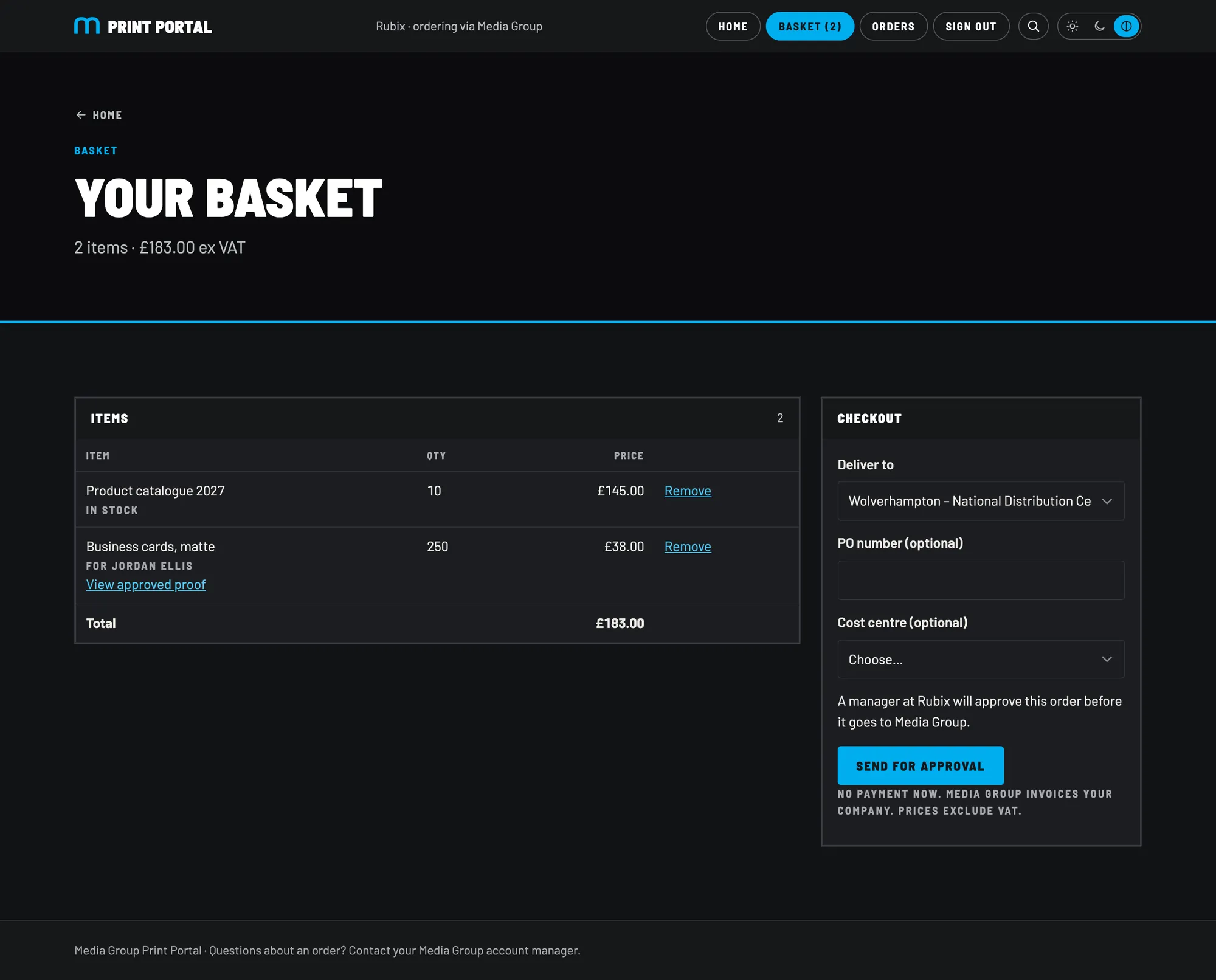 The basket and checkout