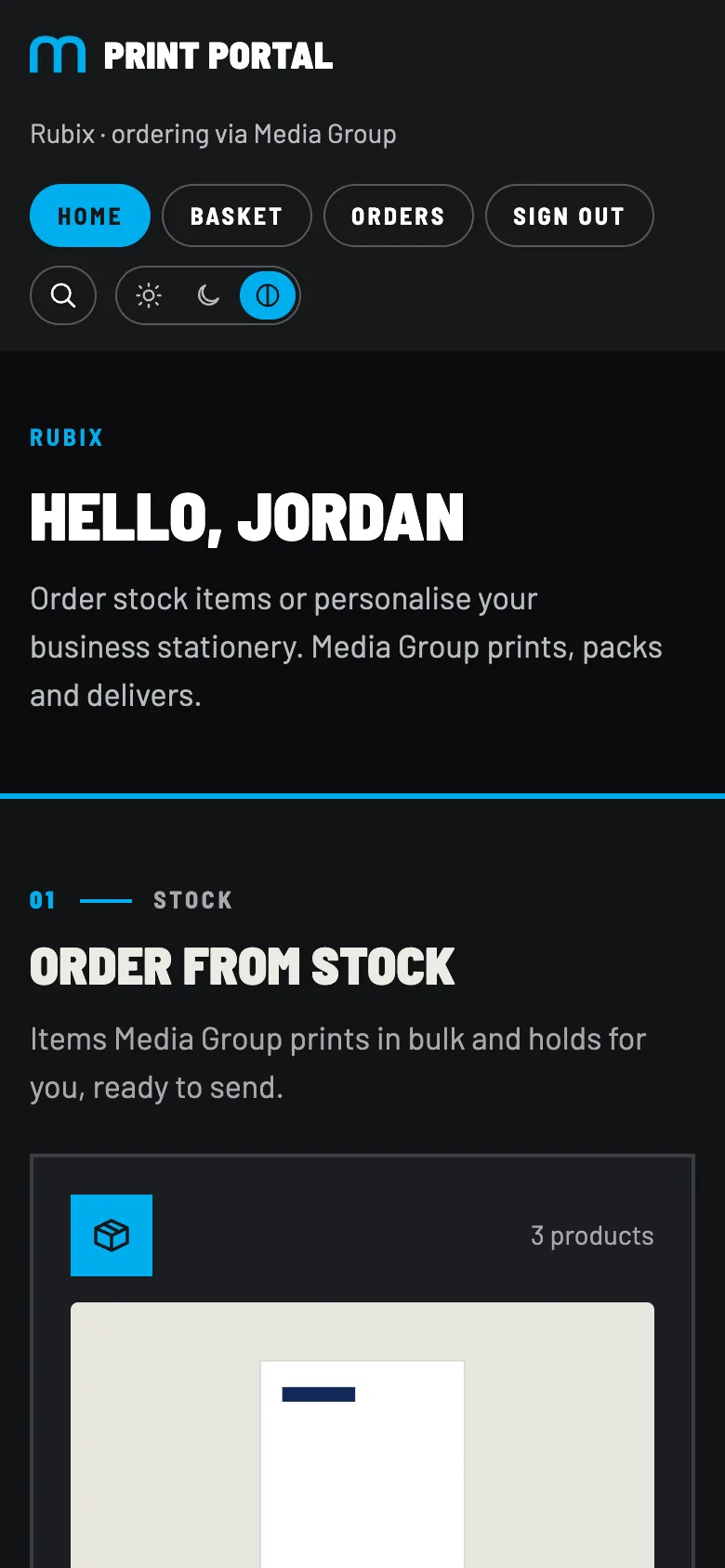 The Rubix portal on a phone