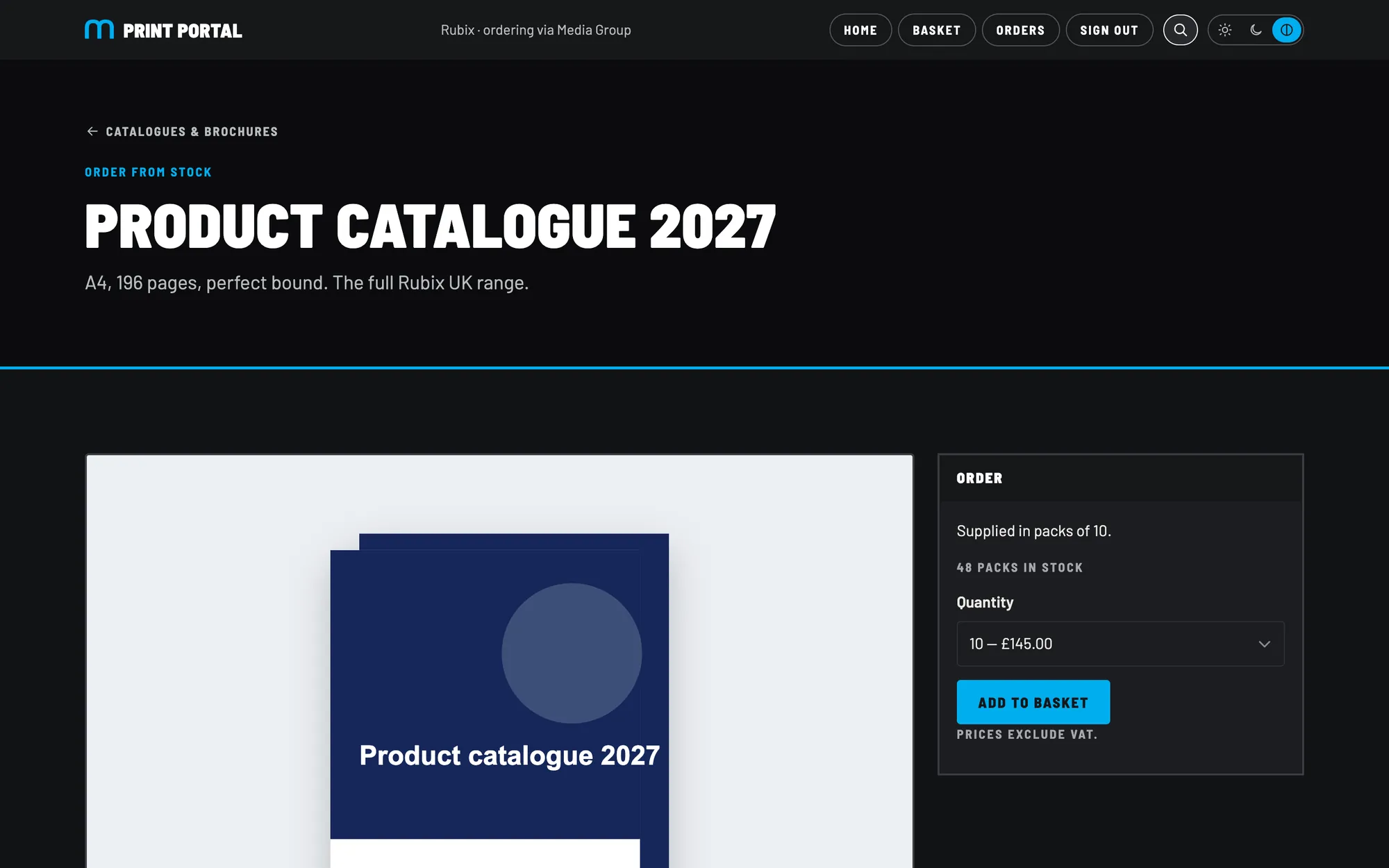 A stock product page